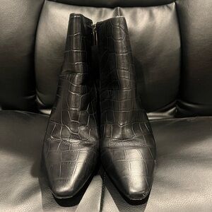 Vince Camuto Black Embossed Ankle Booties